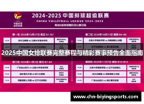 2025中国女排联赛完整赛程与精彩赛事预告全面指南