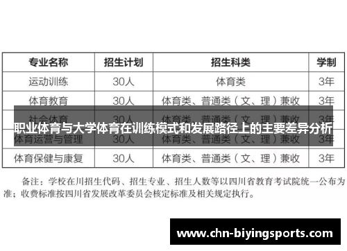 职业体育与大学体育在训练模式和发展路径上的主要差异分析